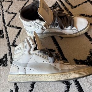 Puma High-Top Sneakers in White and Gray